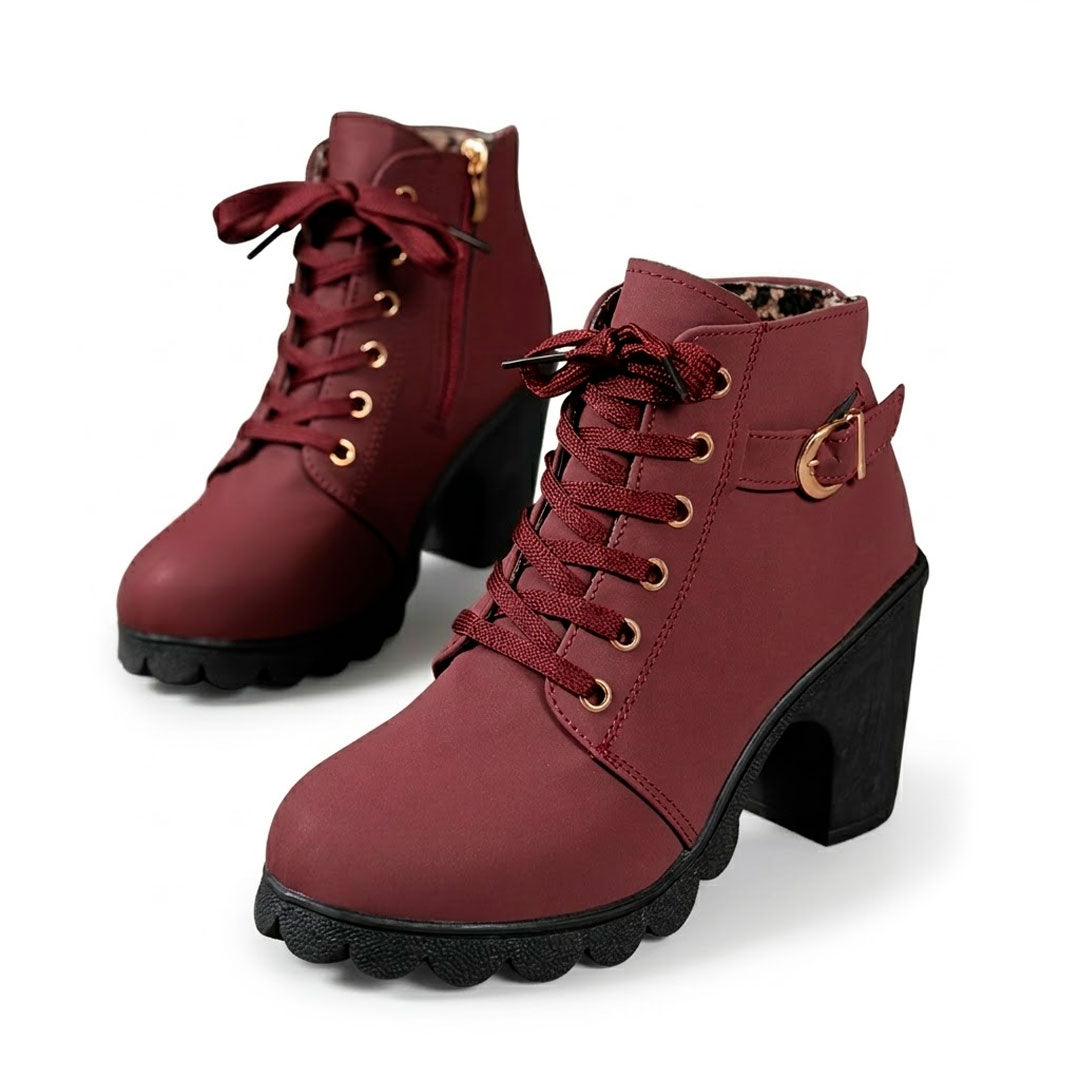 Women's Matte Leather Black Ankle Boots Halveyn
