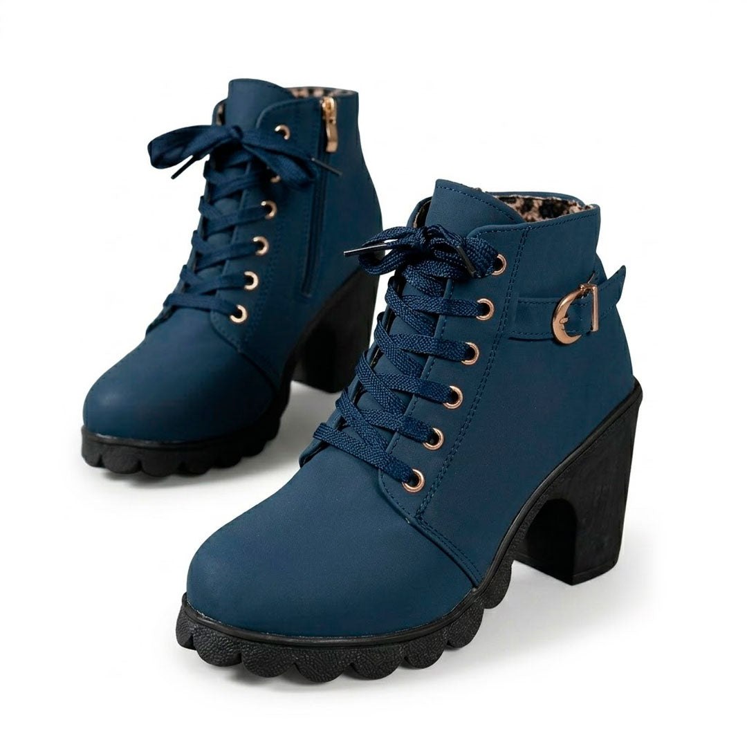 Women's Matte Leather Black Ankle Boots Halveyn