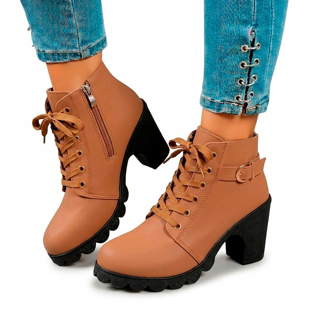Women's Matte Leather Black Ankle Boots Halveyn