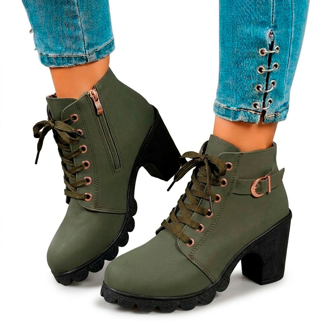 Women's Matte Leather Black Ankle Boots Halveyn