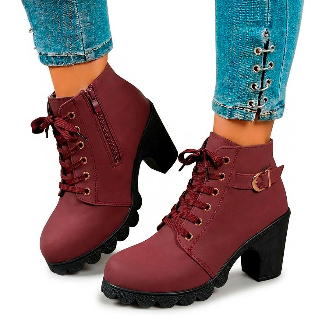 Women's Matte Leather Black Ankle Boots Halveyn