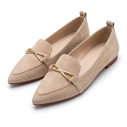 Women's Soft Suede Pointed Toe Ballet Flats Halveyn