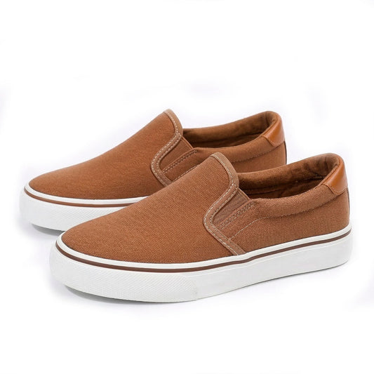 Women's White Canvas Slip-On Sneakers Halveyn