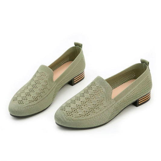 Women's Woven Knit Block Heel Loafers Halveyn